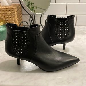 *Sold* REBECCA MINKOFF Studded Kitten Heel Black Boots NWT 7